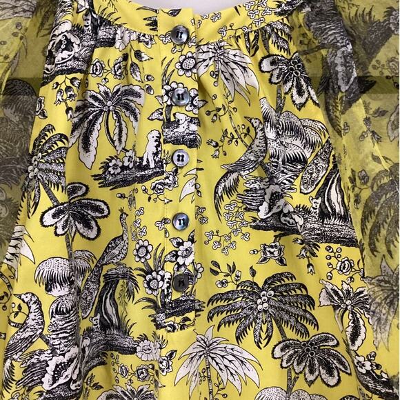 Staud Garden Puff Sleeve Graphic Print Mini Dress In Marigold Toile Size XS - Picture 13 of 16